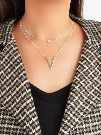 字母墜飾多層次項鍊