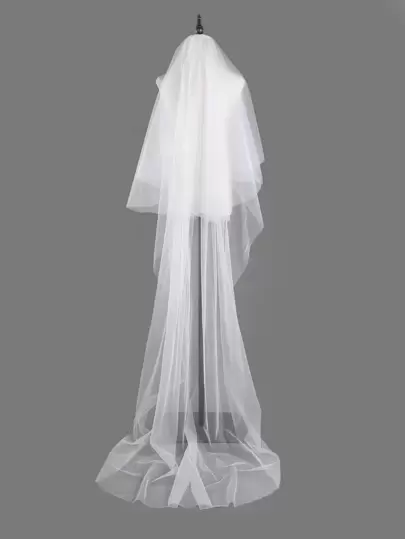 1個 ホワイトで上品な延長ブライダルベール ハロウィン ロングベール ウェディング 秋の女性服
