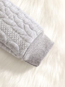 Baby Cable Textured Raglan Sleeve Jumpsuit - Light Grey - View 5