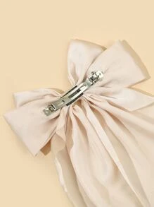 蝴蝶結裝飾法式髮夾，可愛風格 - 米色 - 查看 3