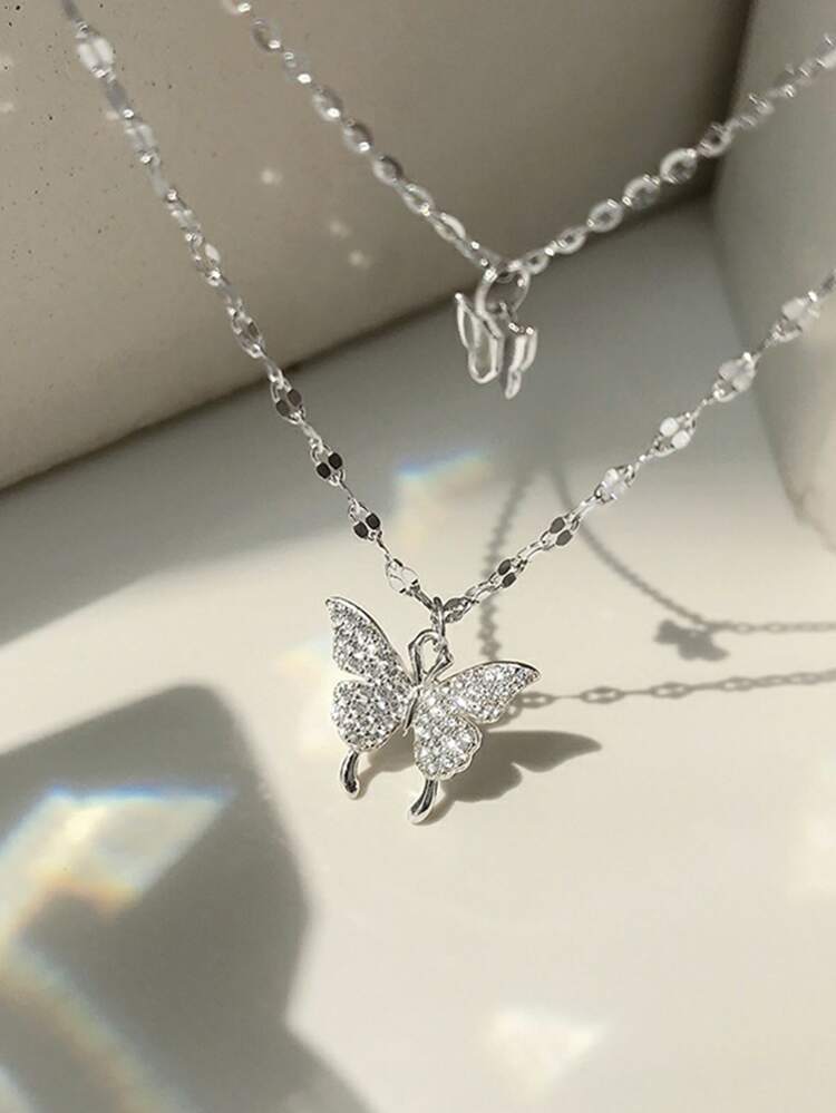 Butterfly Charm Layered Necklace