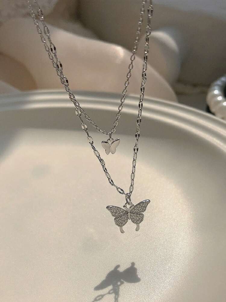 Butterfly Charm Layered Necklace