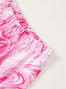 SHEIN Bộ hai mảnh Gái Cà vạt nhuộm Giải trí - Hồng - Xem 3