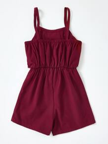 SHEIN Toddler Girls Ruffle Trim Cami Romper - Maroon - View 2
