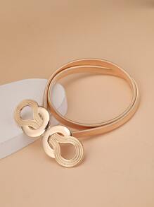 Elegant 1pc Women Geometric Buckle Corset Belt Halloween Summer, School Fall, Autumn, Halloween - Gold - View 4