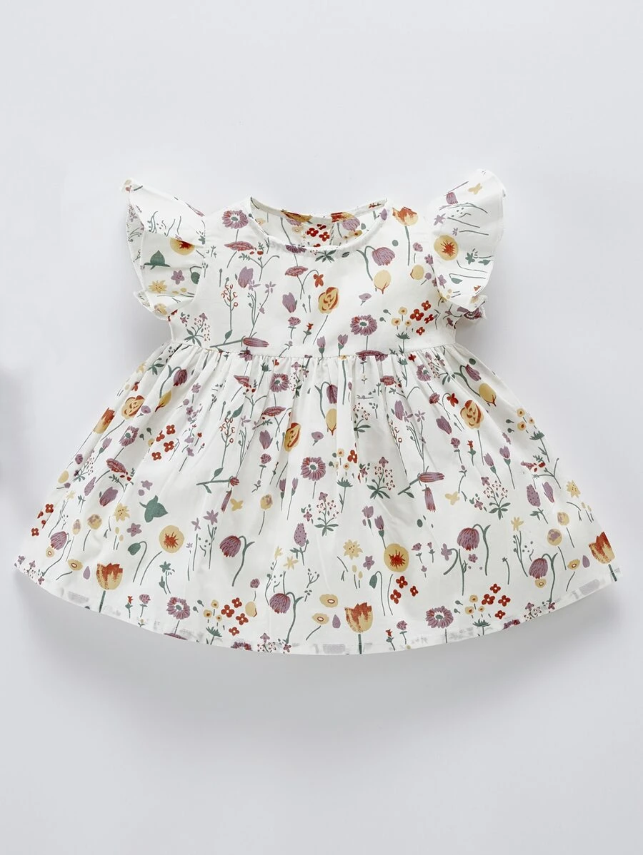 Đầm em bé Xù Hoa Dễ thương - trắng - Xem 1