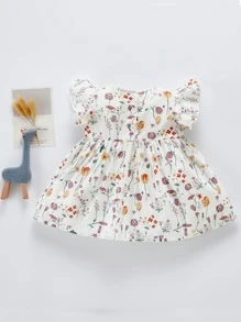 Đầm em bé Xù Hoa Dễ thương - trắng - Xem 2