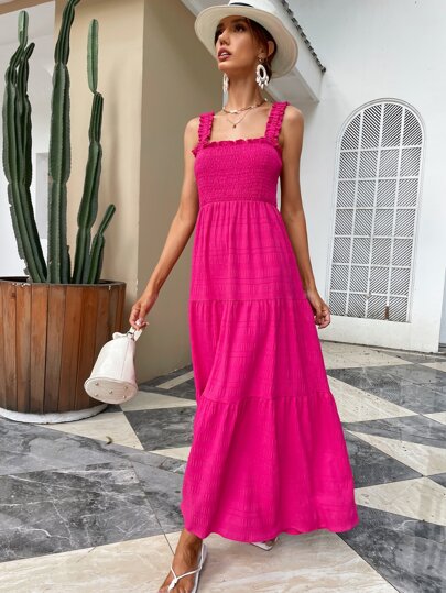 フリルトリム フリル裾 ドレス