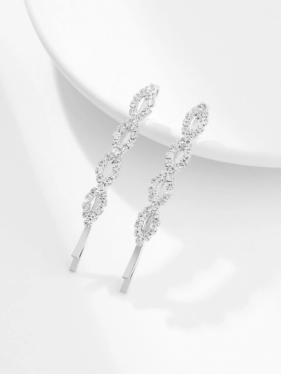 2个装水钻几何装饰发夹，皇家发卡，爪夹，发卡，学习用品，发夹，发饰