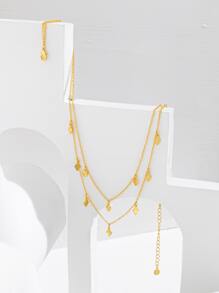 Geometric Charm Layered Necklace - Yellow Gold - View 5