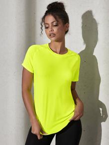 Powerista Neon Yellow Breathable Twist Front Sports Tee Gym Women Shirts