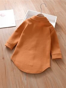 Toddler Girls Flap Pocket High Low Overcoat - Ginger - View 2