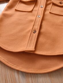 Toddler Girls Flap Pocket High Low Overcoat - Ginger - View 4