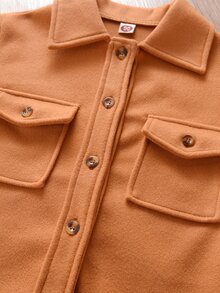 Toddler Girls Flap Pocket High Low Overcoat - Ginger - View 6