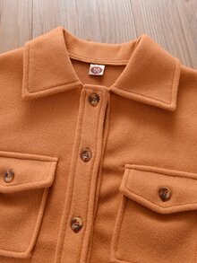 Toddler Girls Flap Pocket High Low Overcoat - Ginger - View 7