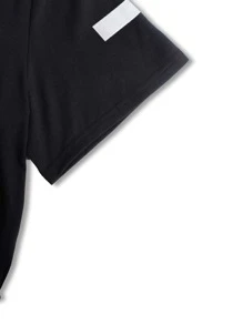 Manfinity Hombres reflectante con estampado de pincelada Camiseta & de cintura con cordón Pantalones deportivos - Negro - Ver 5
