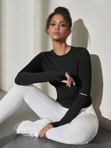 Powerista Top de corte asimétrica de cuello sólido sin sujetador, top de tanque para hacer ejercicio - Negro - Ver 3