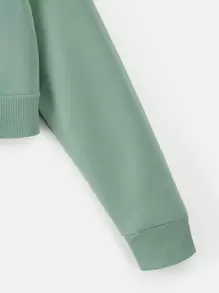 INAWLY 抽绳拉链保暖连帽衫，长袖上衣 - 薄荷綠 - 查看 4