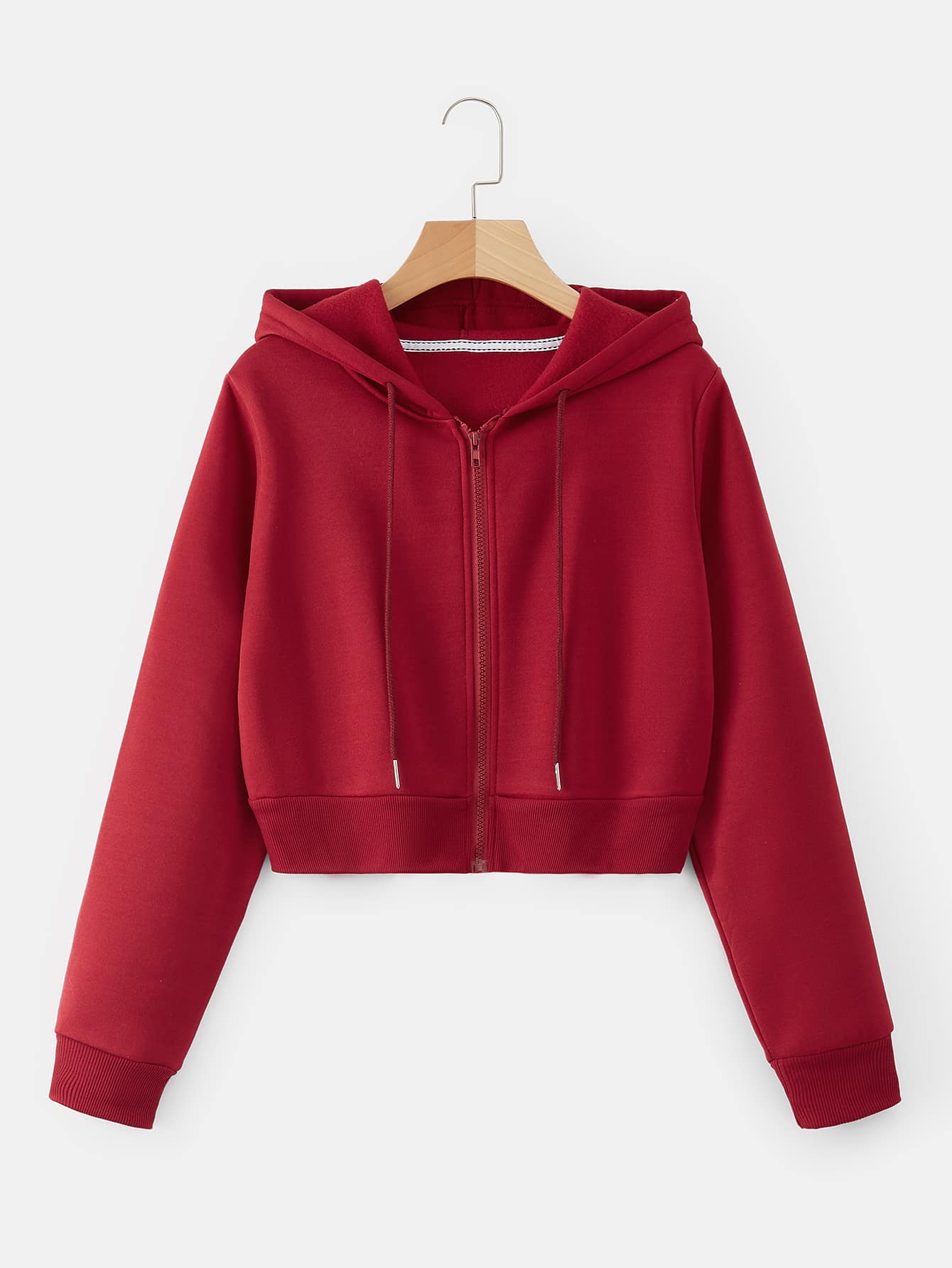 INAWLY Sudadera con capucha térmica con cordón y cremallera para otoño - Rojo - Ver 1