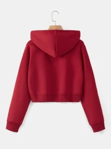INAWLY Sudadera con capucha térmica con cordón y cremallera para otoño - Rojo - Ver 2