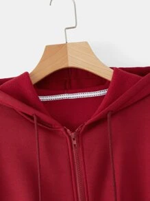 INAWLY Sudadera con capucha térmica con cordón y cremallera para otoño - Rojo - Ver 4