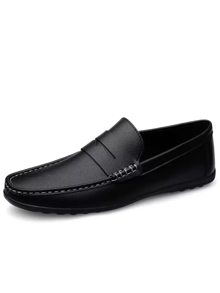 حذاء بدون كعب رجالي بديكور بسيط سهل الارتداء من Manfinity للجنسين - الأسود - مشاهدة 3