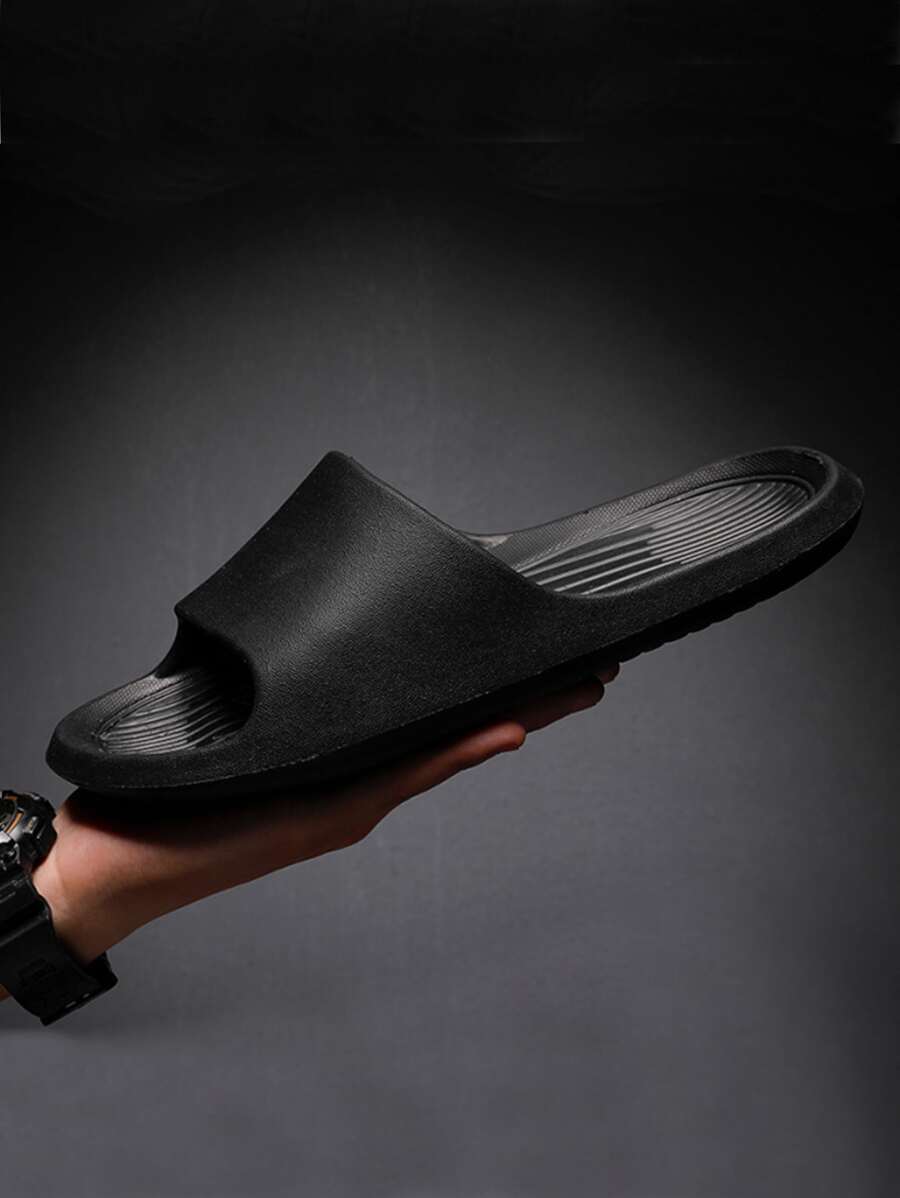 男士露趾極簡風格拖鞋 - 黑色 - 查看 1
