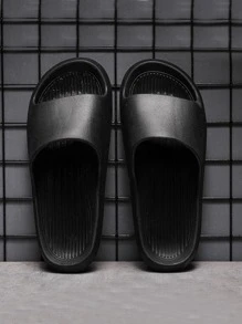 男士露趾極簡風格拖鞋 - 黑色 - 查看 3
