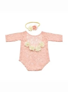 Đạo cụ chụp ảnh cho trẻ sơ sinh Đề can Hoa Dễ thương - Màu Hồng  San hô - Xem 2