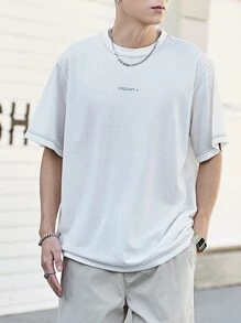 Manfinity Hypemode Tops Nam Lá thư Giải trí - trắng - Xem 1