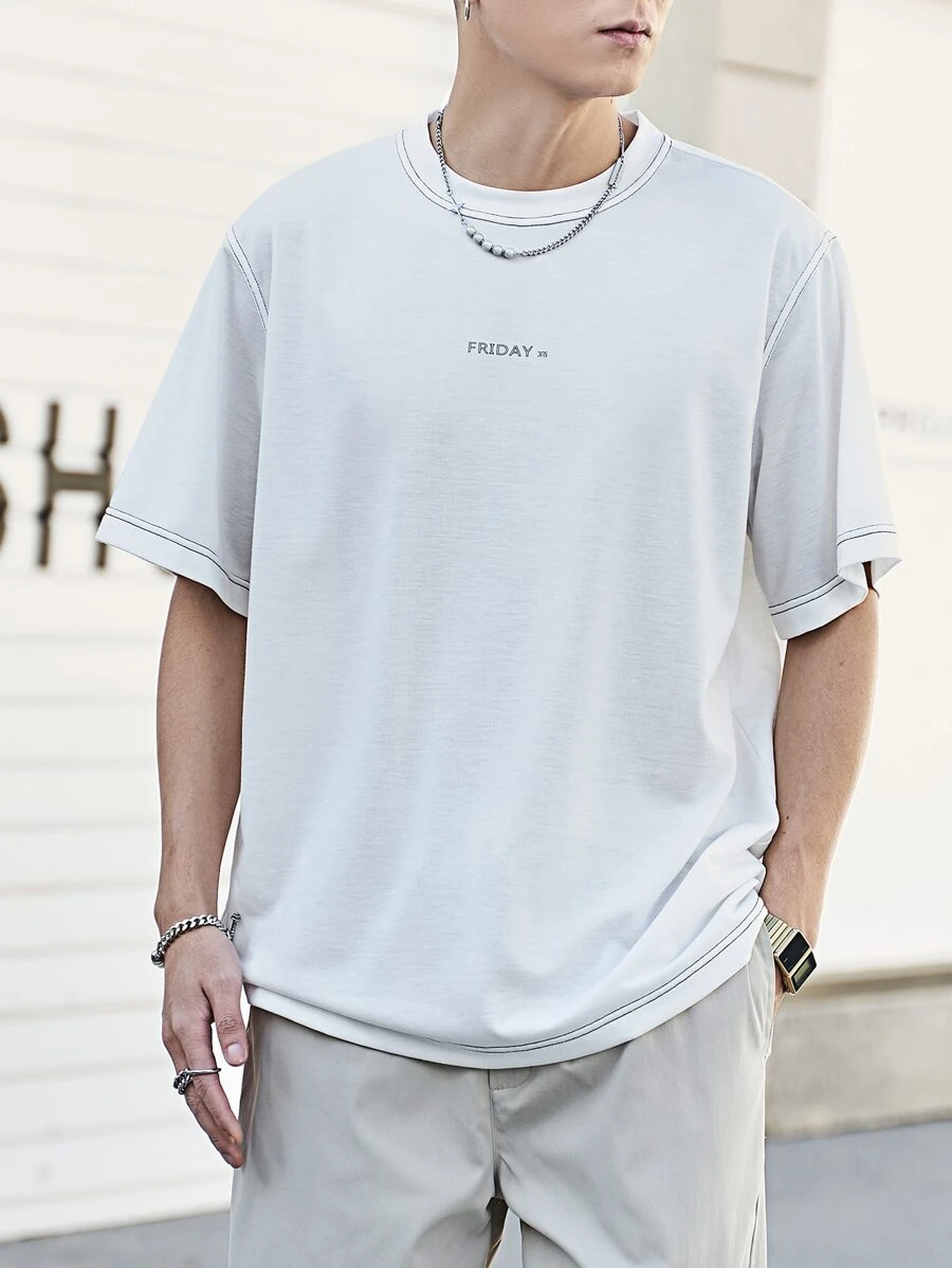 Manfinity Hypemode Tops Nam Lá thư Giải trí - trắng - Xem 1