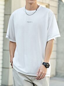 Manfinity Hypemode Tops Nam Lá thư Giải trí - trắng - Xem 5