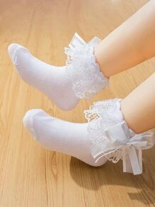 Șosete cu decorare cu fundă pentru fete mici