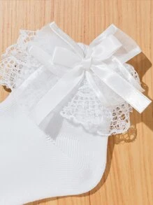 Șosete cu decorare cu fundă pentru fete mici