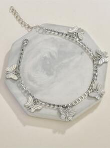 Niñas Pulsera tobillera con accesorio de mariposa - Plateado - Ver 1