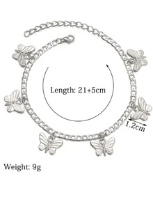 Niñas Pulsera tobillera con accesorio de mariposa - Plateado - Ver 3
