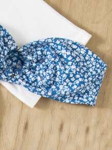 SHEIN Swim 碎花圓形扣環比基尼泳裝上衣 - 彩色 - 查看 3