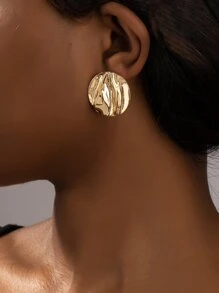 Round Stud Earrings - Yellow Gold - View 1