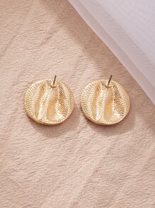Round Stud Earrings - Yellow Gold - View 3