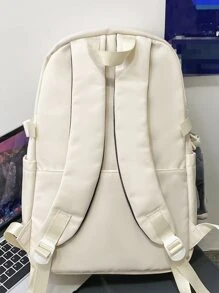 WEIZHINA Balo thể thao chống thấm nước màu trơn, dung tích lớn cho học sinh/du lịch/đi làm - trắng - Xem 5