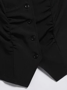 Mulvari Áo khoác  âu phục nữ Nút phía trước màu trơn Giải trí - màu đen - Xem 5