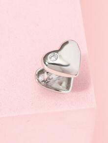 1入組愛心裝飾耳夾 - 銀色 - 查看 2