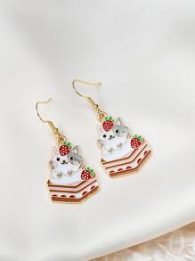 Pendientes largos gato de dibujos animados & pastel - Multicolor - Ver 1