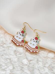 Pendientes largos gato de dibujos animados & pastel - Multicolor - Ver 2