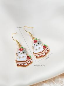 Pendientes largos gato de dibujos animados & pastel - Multicolor - Ver 3