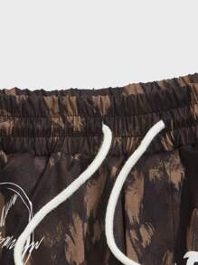 Manfinity Men Cartoon Graphic Drawstring Waist Shorts - Multicolor - View 4