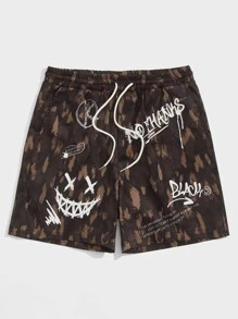 Manfinity Men Cartoon Graphic Drawstring Waist Shorts - Multicolor - View 5