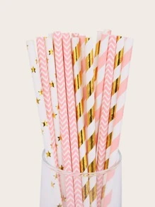 25 支随机图案一次性吸管，派对纸吸管，情人节返校用品 - 彩色 - 查看 9