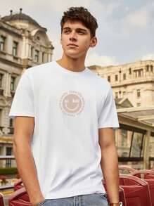 Hombres Camiseta con estampado de dibujos animados y slogan - Blanco - Ver 1