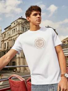 Hombres Camiseta con estampado de dibujos animados y slogan - Blanco - Ver 5